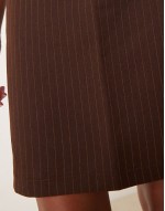 mix and match tailored wrap front mini skirt in brown pin stripe